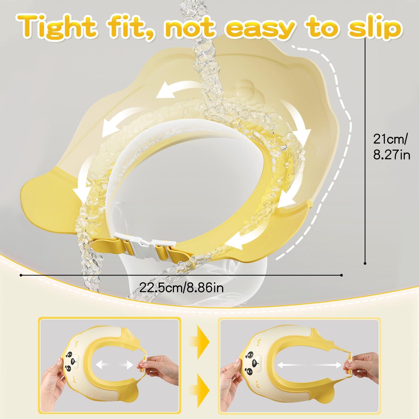 Lonlown Baby Shower Cap for Kids,Adjustable Bath Visor for Toddler Shower Cap for 1-10 Years Old Kids,Soft Baby Bath Visor Protector Eye Ear,Washing Hair Fun