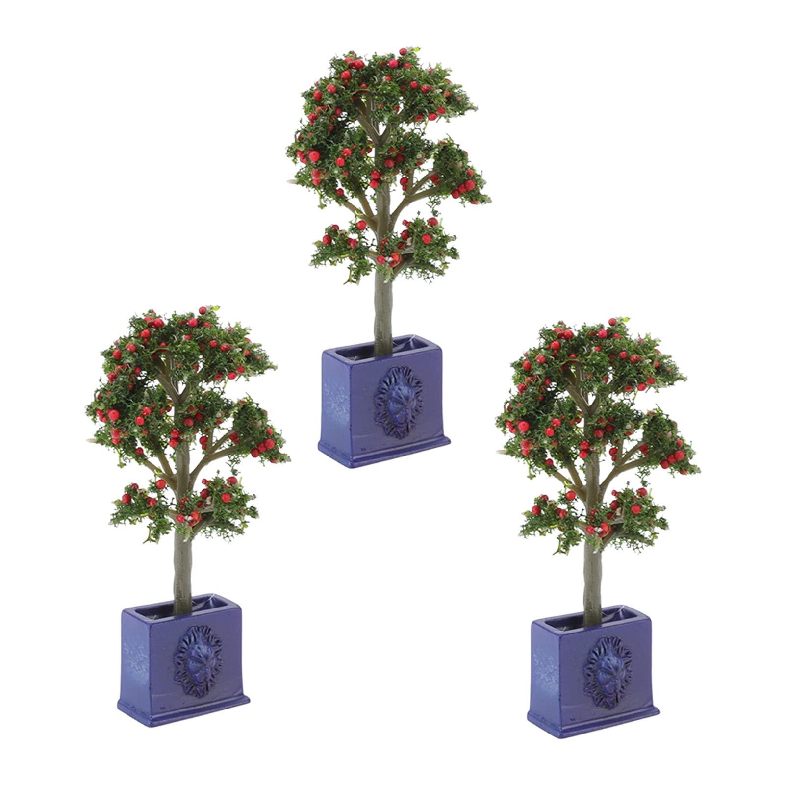 VGEBY VGEBY Dollhouse Fruit Trees 3PCS Miniature Dollhouse Plants Artificial Fruit Tree Model for 1:12 Scale Dollhouse Decoration