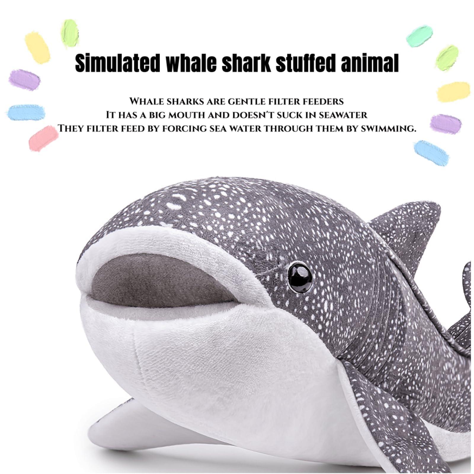 FRANKIEZHOU FRANKIEZHOU Simulation Giant Whale Shark Plush,Stuffed Animal,Plush Toy,Soft Toy,Stuffed Toy,Cuddly Toys,Gifts for Kids,Gray 23 Inches