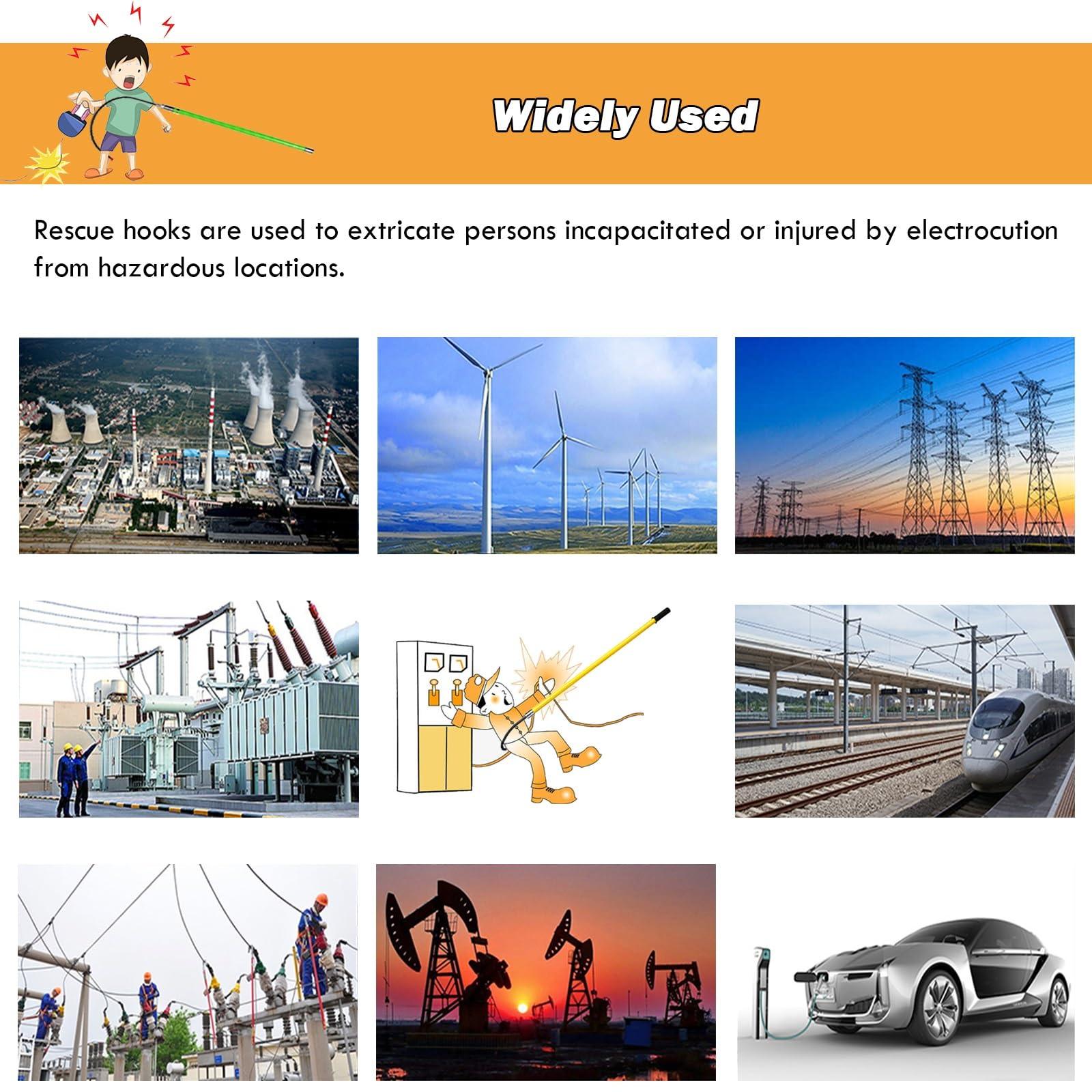 AMUFJJ AMUFJJ Electrical Safety Rescue Hook with Insulated Pole, 10kv/35kv/110kv/220kv High Voltage Insulated Rescue Hook, Emergency Protective Equipment with 20 Inch Opening(L 1m/3.3ft)