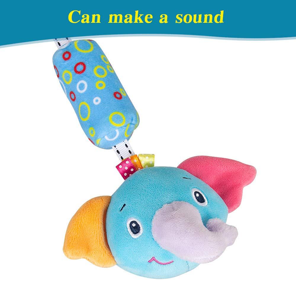 Caterbee Travel Arch Bassinet Mobile Toys for Infant & Toddlers,Clip on Stroller Toy Crib Accessory & Pram Activity Bar Toy for Indoor and Outdoor (Elephant)