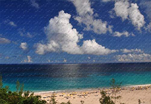 PigBangbang Bermuda Beach 1000 Piece Jigsaw Puzzle 29.5 X 19.6' Wood-Material Large Format for Adults