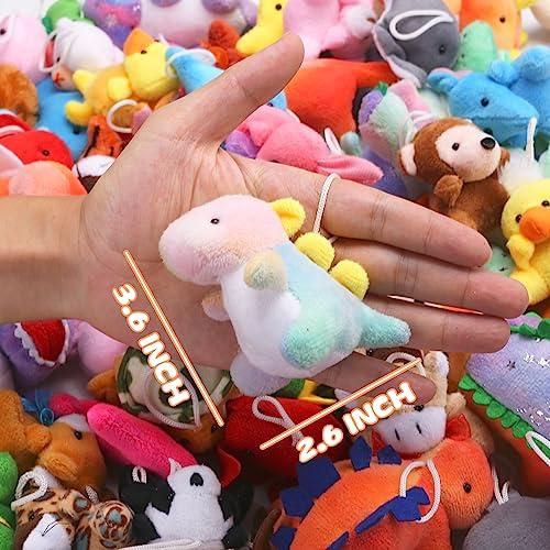 Uzoxlsn 72 Pack Mini Stuffed Animal, Assorted Plush Toy (Dinosaur, Zoo, Ocean), Party Favors for Kid, Perfect for Claw Machine Filler, Goody Bag Stuffers, Keychain, Carnival Prizes, Classroom Reward Gift Bulk