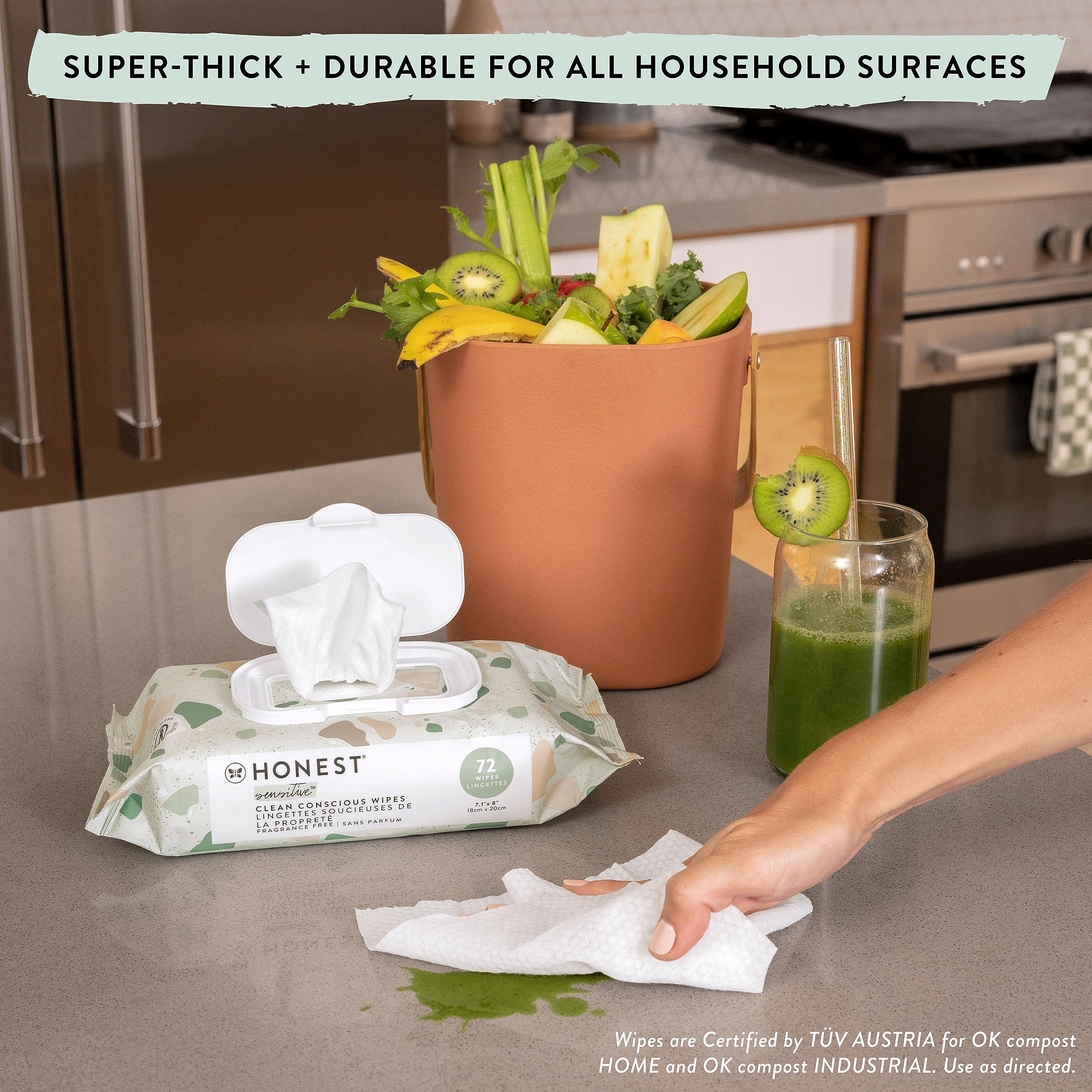 The Honest Company The Honest Company Clean Conscious Unscented Wipes | Over 99% Water, Compostable, Plant-Based, Baby Wipes | Hypoallergenic for Sensitive Skin, EWG Verified | Pattern Play, 60 Count