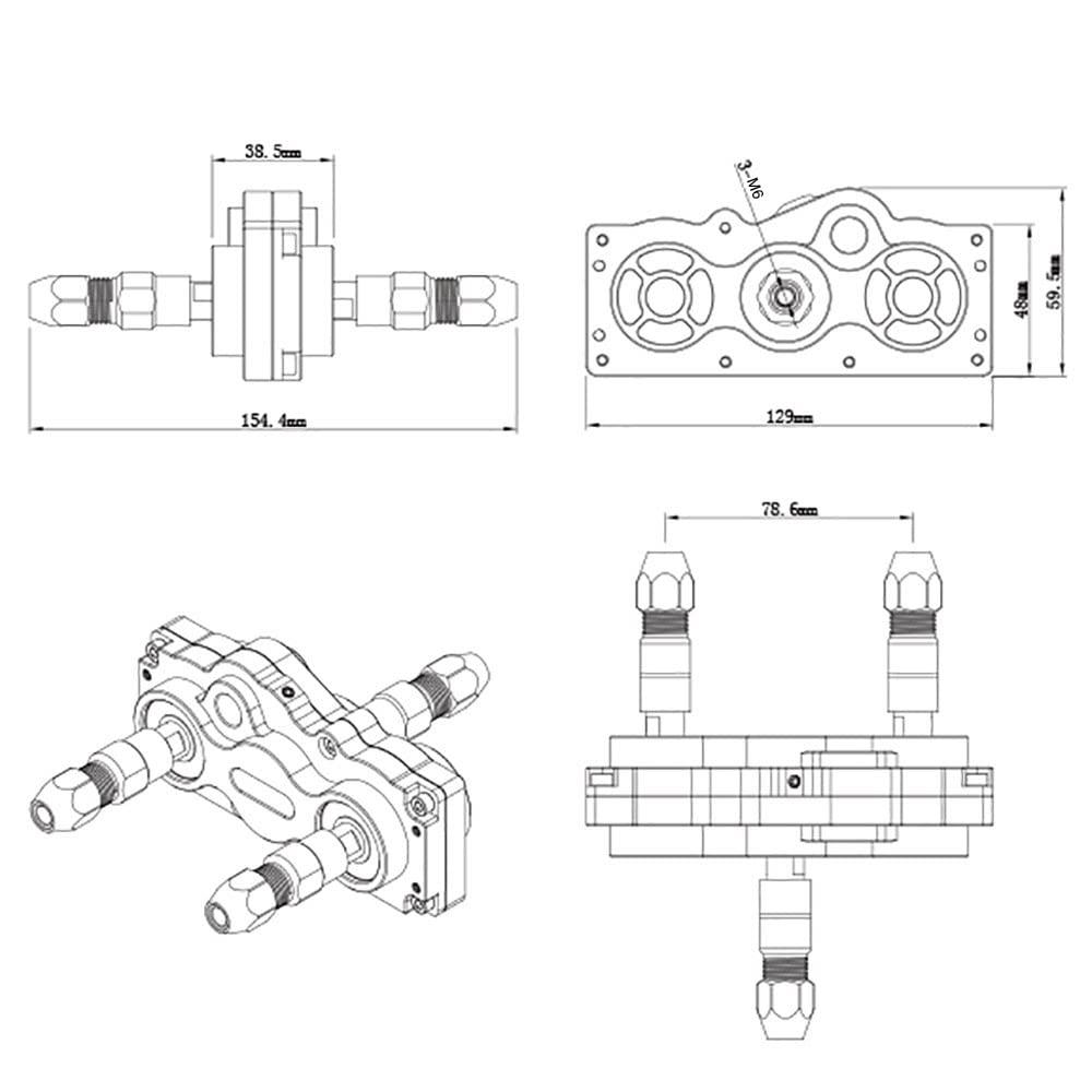 FYWYVIY RC Boat Gear Box 1:1 Forward Reverse Dual Output Transfer Transmission Gearbox for 6.35mm 1/4\" Shaft RC Tug Boat Yacht Marine