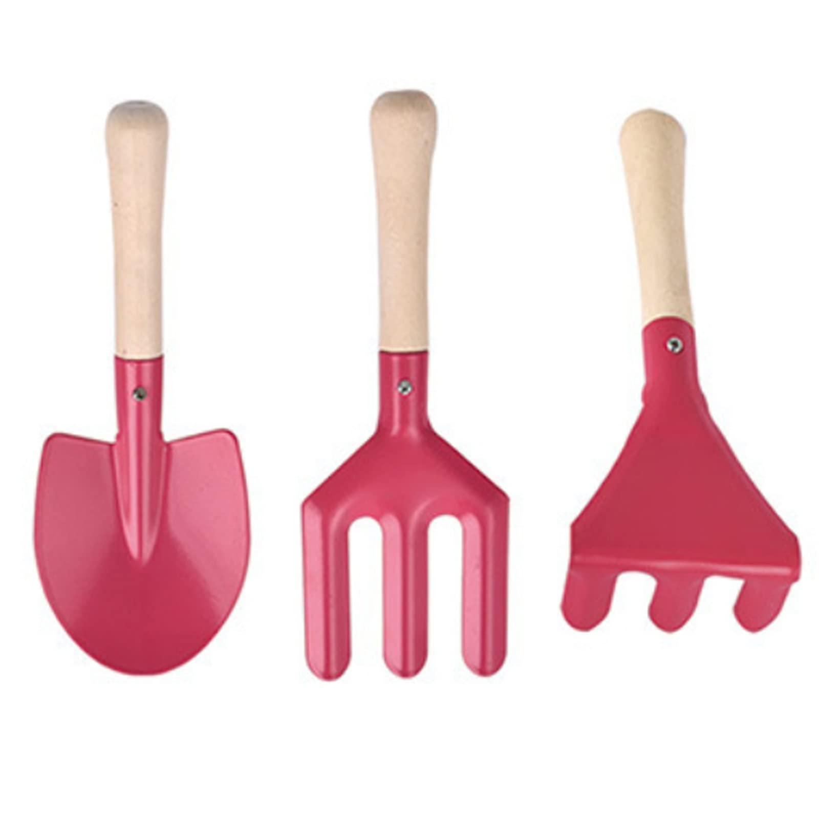 LIJBN Garden Tools Set 3 Piece, Heavy Duty Garden Tools Set, Succulent Kit for Plant Care SetIdeal Gardening Tool Kit Gifts for Parents and Kids Including Trowels, Hand rake Gardening Hand Tools
