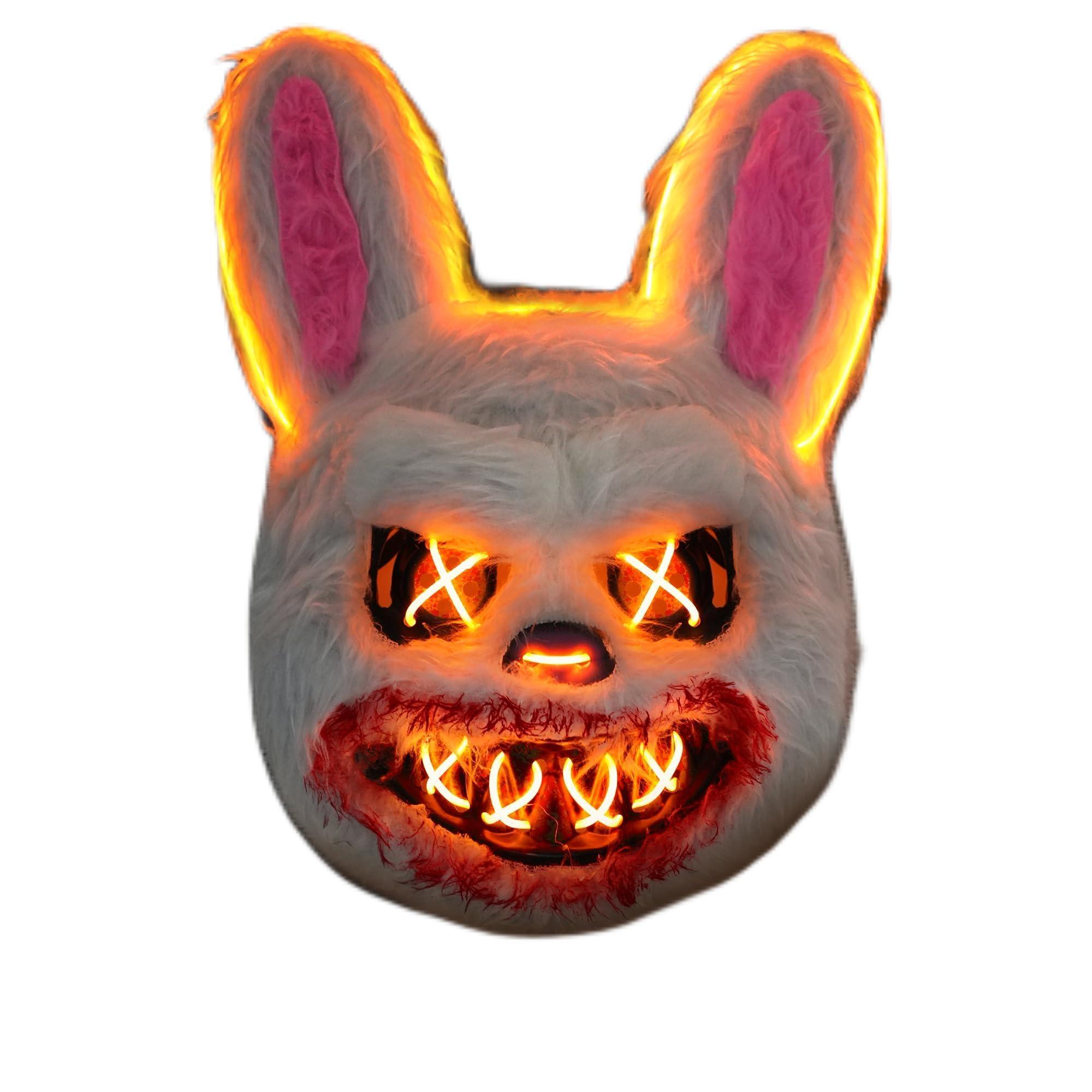 KatchOn KatchOn, Halloween Mask LED Light Up Bunny Mask - 13x10 Inch The Purge Bunny Mask | Realistic Movie Cosplay Mask, Halloween Cosplay Party | Masquerade Parties | Halloween Festival, Bunny Purge Mask