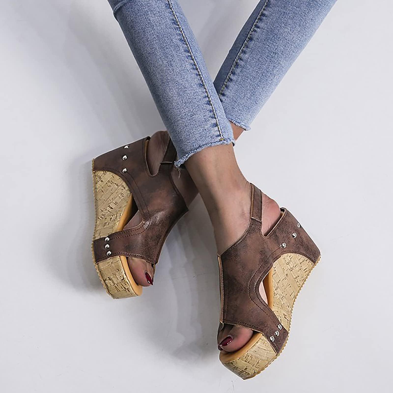 ZBYY ZBYY Womens Wedge Platform Sandals Peep Toe Buckle Ankle Strap Summer Wedding Casual Comfort Breathable Wedges Sandals