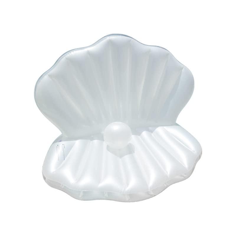 BaronHong BaronHong inflatable Seashell Pool Float,45 Inch Giant Clam Toys Pearl Ball Birthday Party Swimming Pool Summer Decor(white,M)