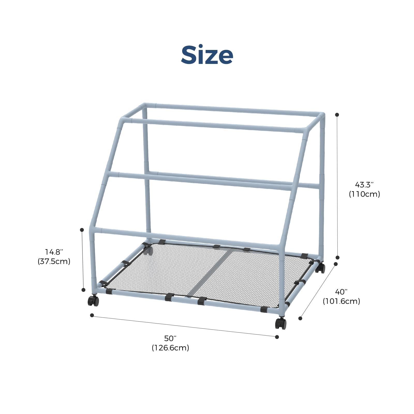 POOL FELLOWS POOL FELLOWS Pool Float Holder, Poolside Float Storage, Rust-Proof Float Rack, Anti-UV Float Organizer, Outdoor Pool Float Container for Floaties, Noodles, (Light Blue, Basic Plus)