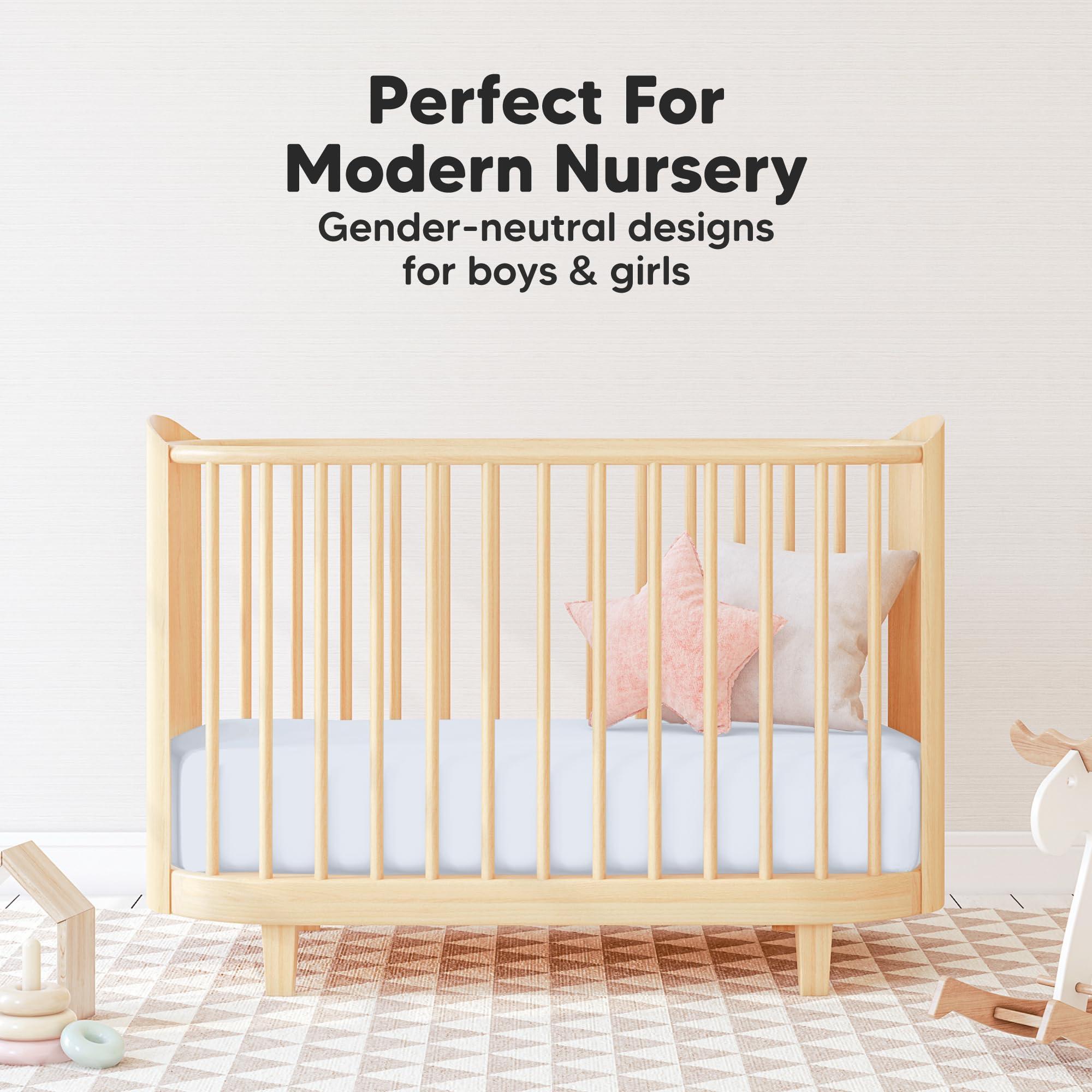 KeaBabies Pack and Play Sheets Fitted, 2-Pack Mini Crib Sheets - Pack N Play Sheets, Fitted Crib Sheet for Pack and Play Mattress, Playard Baby Crib Sheets, Crib Sheets Neutral for Boys, Girls (Blue Flax)