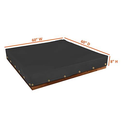 Covers & All Sandbox Cover 18 Oz Waterproof - Sandpit Cover 100% Weather Resistant with Metal Grommets (60" W x 60" D x 8" H, Black)