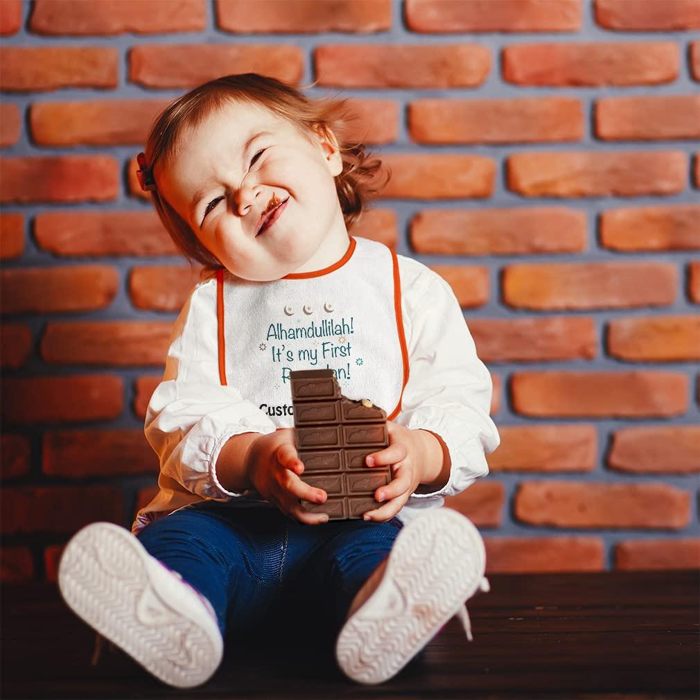 Cute Rascals Custom Toddler & Baby Bibs Burp Cloths Islam Alhamdullilah It's My First Ramadan Arabic Cotton Baby Items for Baby Girl & Boy White Blue Custom Text Here