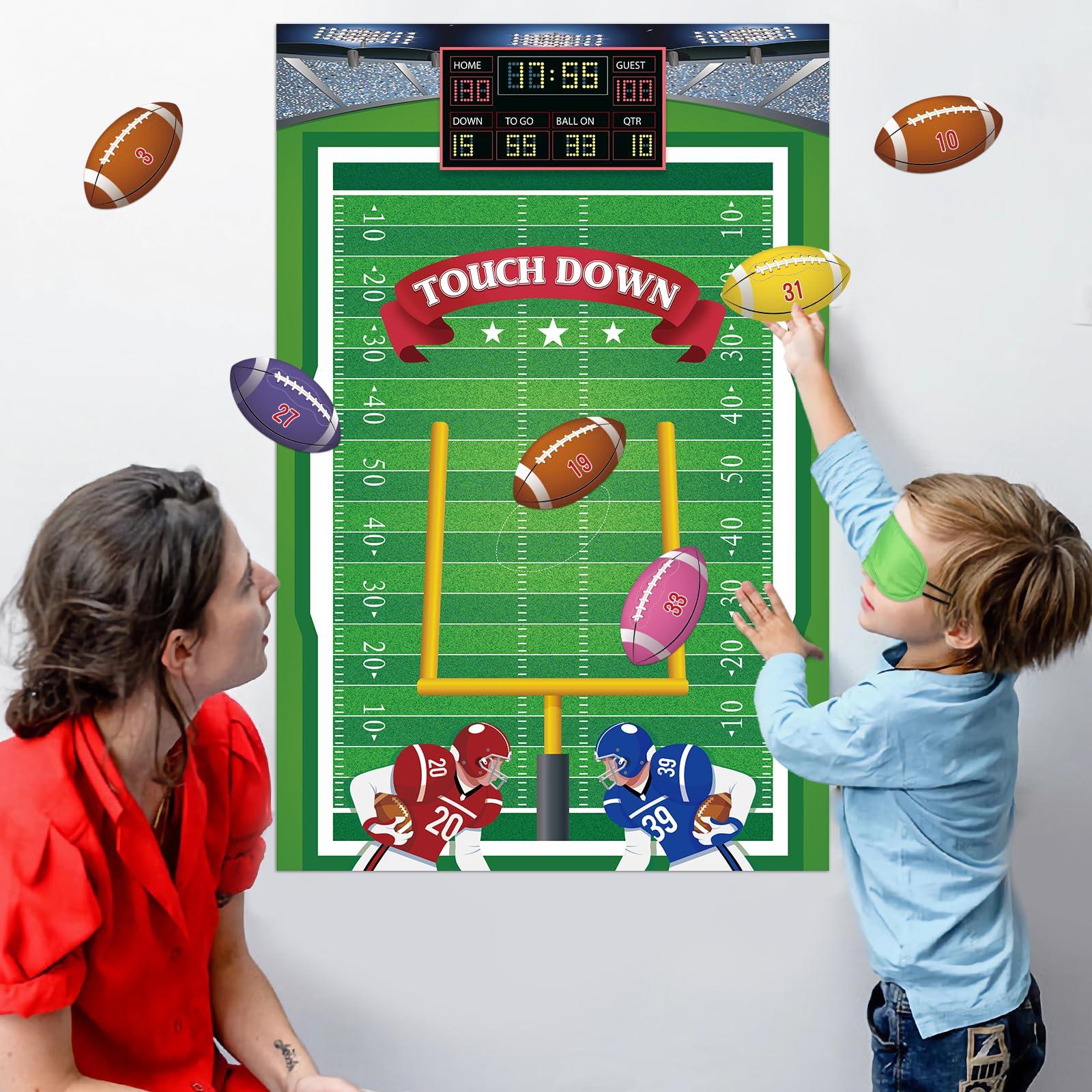 Hxezoc Hxezoc Pin The Football On The Goalpost Game With 36 Pcs Football Stickers, Large Football Party Games Poster for Kids Birthday Party, Carnival Party Decoration Supplies