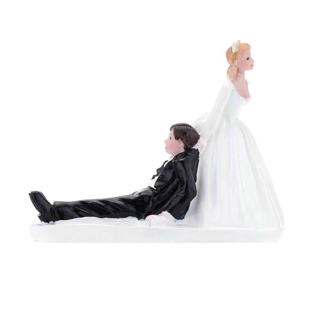 Ailgely Ailgely Bride Dragging Groom Cake Topper,Funny Wedding Cake Toppers Bride and Groom,Figurine Wedding Cake Topper Romantic Wedding Party Decoration Adorable Gift
