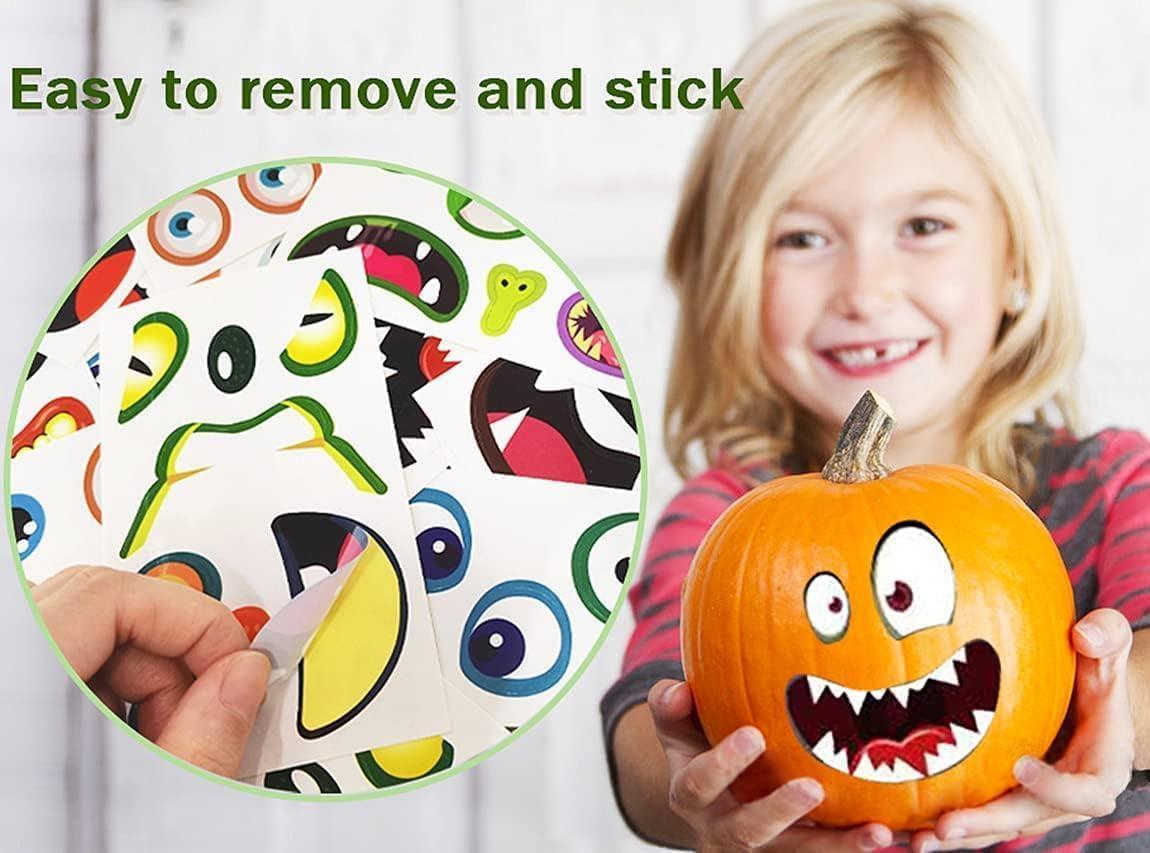OuMuaMua OuMuaMua 48 Pack Halloween Pumpkin Decorating Craft Stickers Mini Make 48 Small Pumpkin Face Stickers Monster Stickers for Halloween Kids Toddlers Treats Party Favors Supplies 24 Sheets