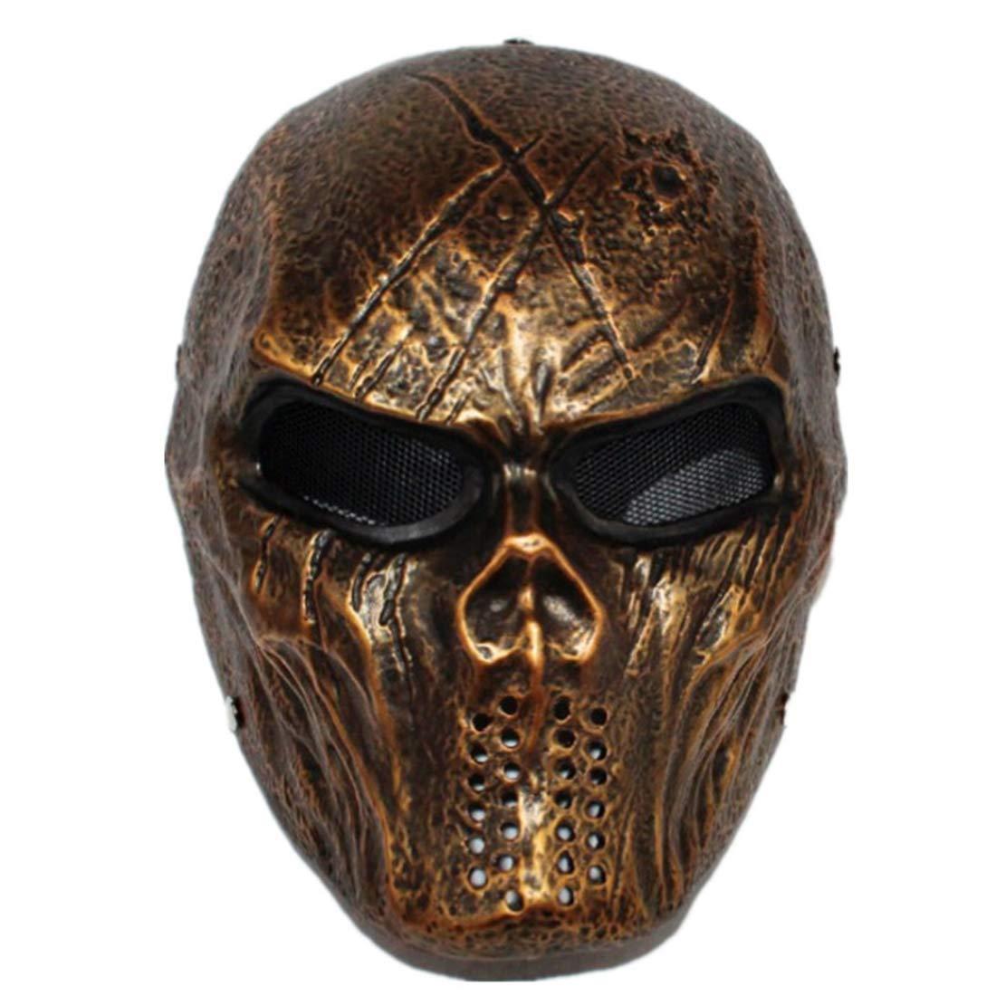 JMKJMJP JMKJMJP Resin Airsoft Skull Masks Halloween Horror Marauders mask Cosplay Tactical Masks with Metal Mesh Eye Protection(Copper)