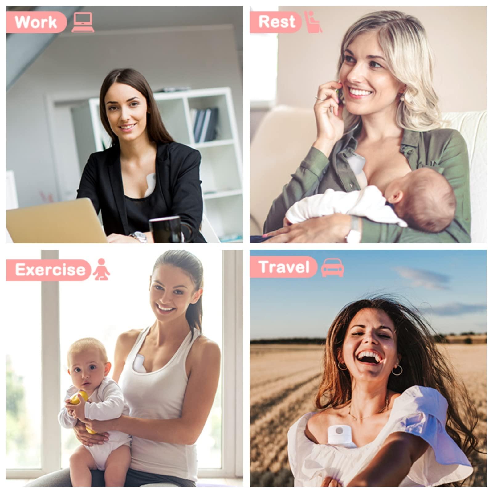 ADNIVS Mom Wearable Breast Pump, S12 Dual Hands-Free Breast Pump, LCD Display, Low Noise and Painless, 2 Modes and 9 Levels Electric Breast Pump Portable, 24mm Flange