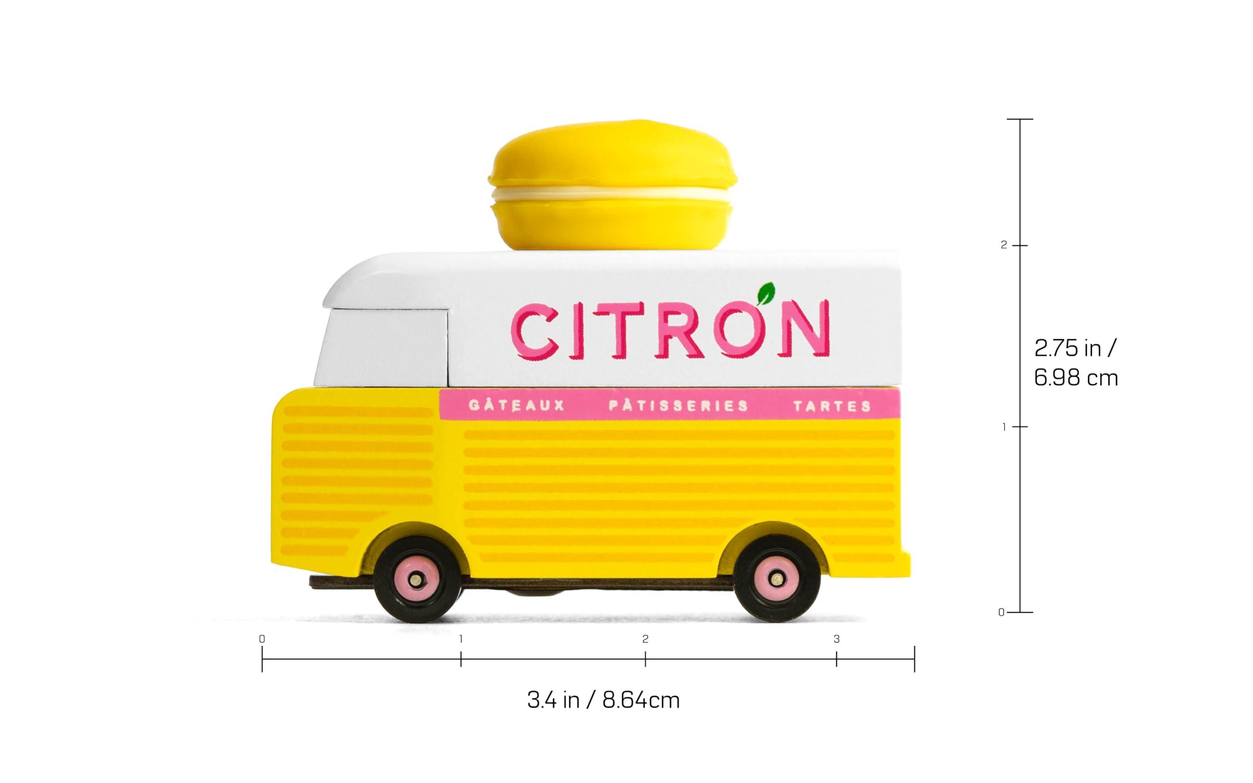 CANDYCAR Candylab Toys CANDYCAR Wooden Food Truck Collection - Citron Macaron Van, Premium Handcrafted Beech Wood Toy Car