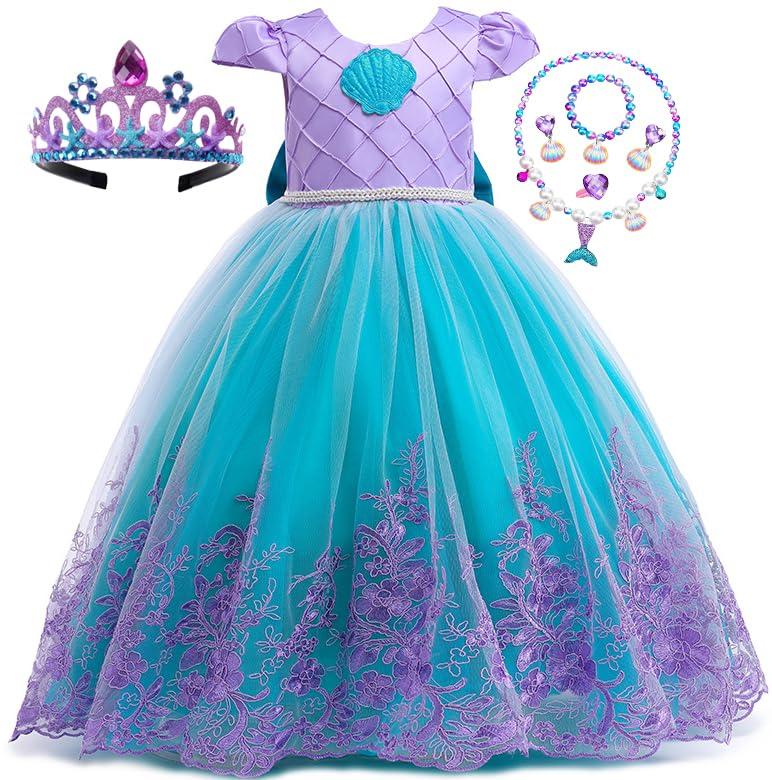 PURFEEL PURFEEL Girls Mermaid Princess Dress Kids Mermaid Costume Dress up for Ariel 4-5Years