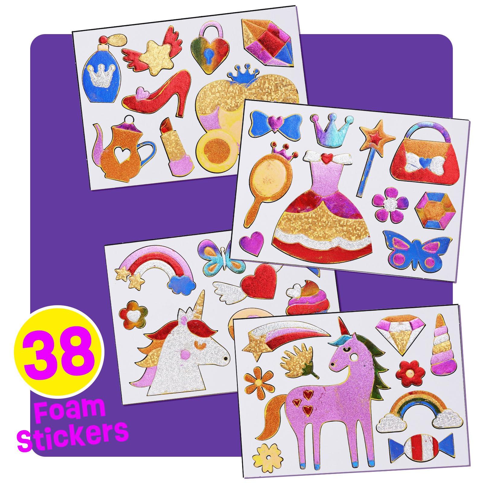 LAOESE LAOESE Foil Art Craft for Kids - Foil Sticker Making Kit - No Mess Art Kit Toys for Kids, DIY Craft Supplies for Girls 4-6, Christmas Birthday Gifts for Girls Ages 4 5 6 7 8 9