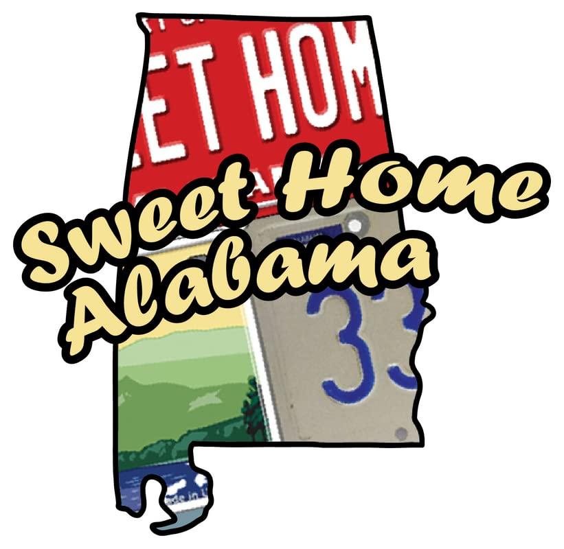 Check6 Sweet Home Alabama | State Shape |Great Gift Idea|Decal Sticker|2 Pack|5 Inch Stickers|S11827