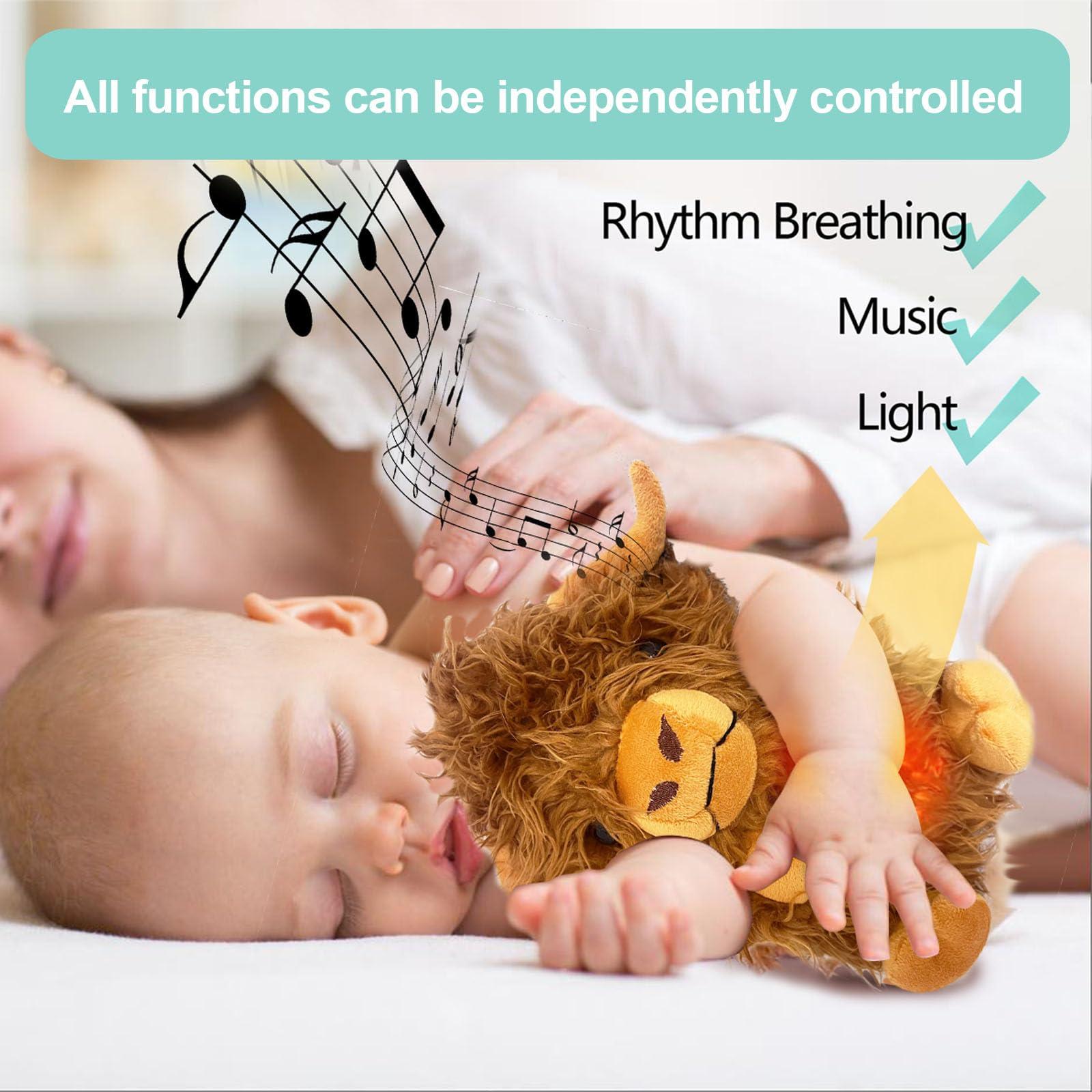 Lucakuins Baby Sound Machine Breathing Otter Sleep Buddy Plush Otter Portable Baby Soothers with Sensory Details Music Lights & Rhythmic Breathing Motion