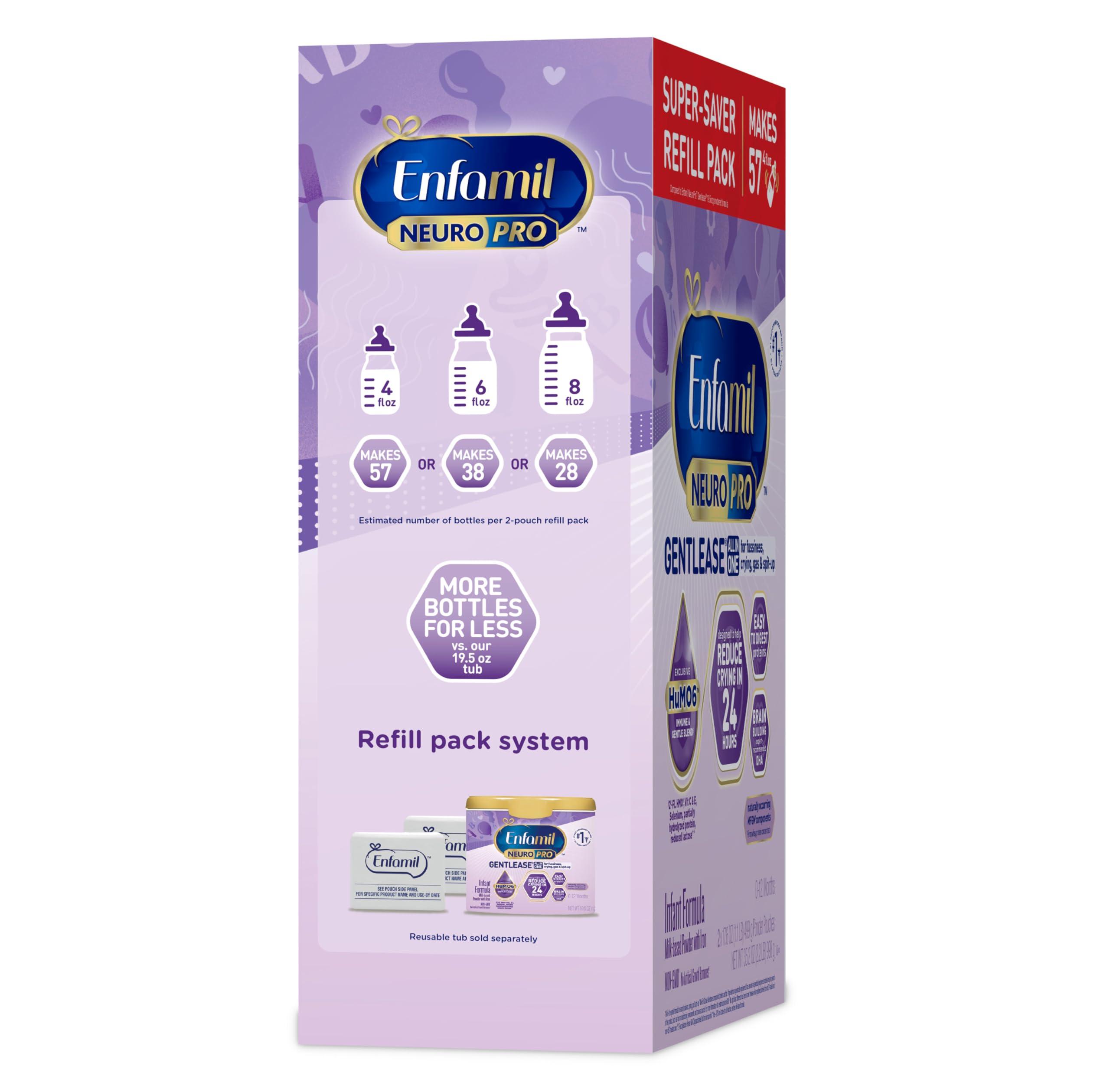 Enfamil Enfamil NeuroPro Gentlease Baby Formula, Brain Building DHA, HuMO6 Immune Blend, Designed to Reduce Fussiness, Crying, Gas & Spit-up in 24 Hrs, has Prebiotics to Promote Softer Stools, Baby Milk, 35.2 Oz (Pack of 4)