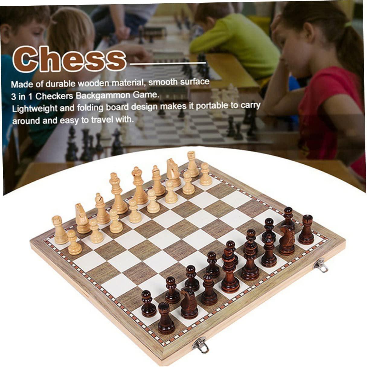 ibasenice ibasenice 1 Set International Chess Educational Chess Wooden Chess Kids Puzzle Plaything Chess Toy Wooden Folding Chess Adults West Chess Kids Toy Wood Chess Creative Chess Wooden West Chess