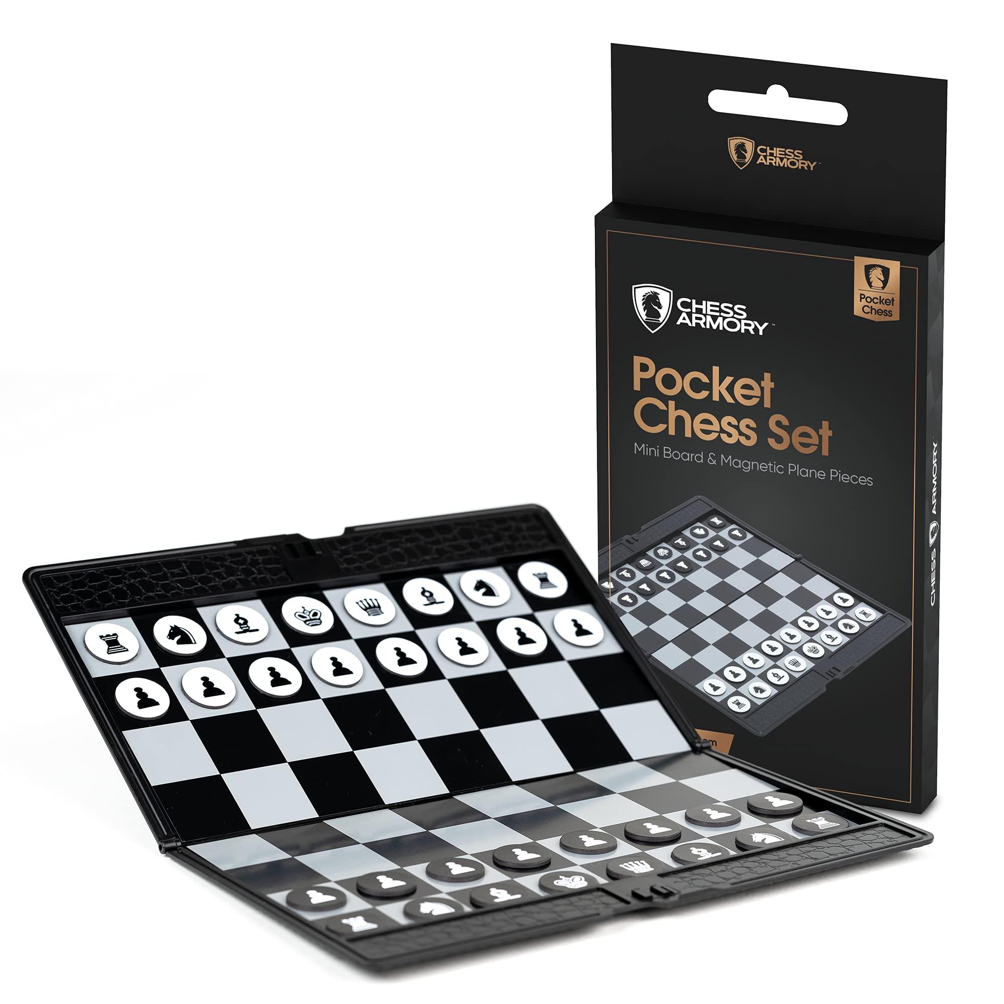 Chess Armory Chess Armory Pocket Chess Set - Portable Mini Chess Set for Adults and Youth - Mini Chess Board to Take Anywhere for an Unforgettable, Mind-Sharpening Chess Game