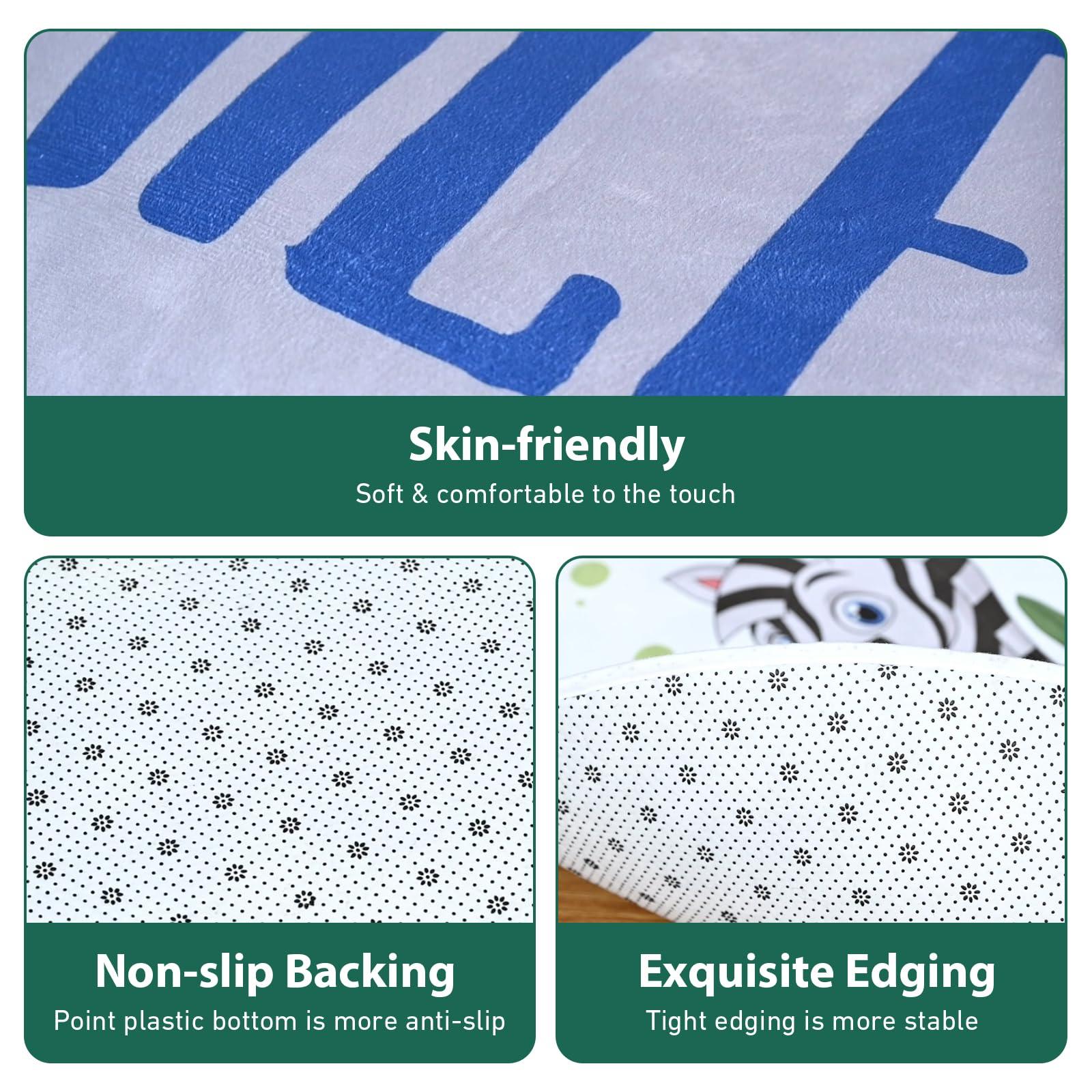 lanleay lanleay Custom Name Alphabet Design Nursery Rug for Baby Room Decor, Personalized Green Toddler Rugs for Baby Boys Girls, Customized Newborn Rugs for Baby Playrooms Personalized Gift