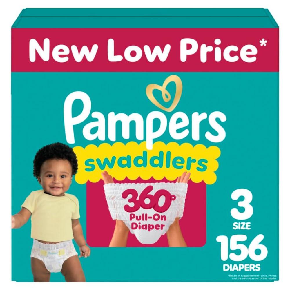 Pampers Pampers Diapers - Swaddlers 360 - Size 3, 156 Count, for up to 100% Leakproof Premium Skin Protection