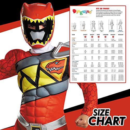 Disguise Red Power Rangers Costume for Kids. Official Licensed Red Ranger Dino Charge Classic Muscle Power Ranger Suit with Mask for Boys & Girls, Medium (7-8)