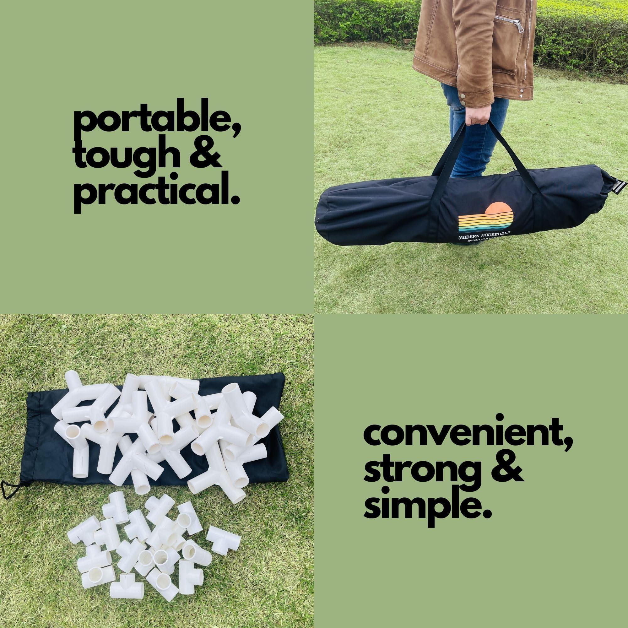 Modern Household Innovations Portable Gaga Ball Pit Kit 15 FT Gaga Pit - Strong Nylon Mesh, Inflatable Gaga Ball, Pump & Carry Bag, Adult Ball Pit for Field Day Games & Physical Education Equipment