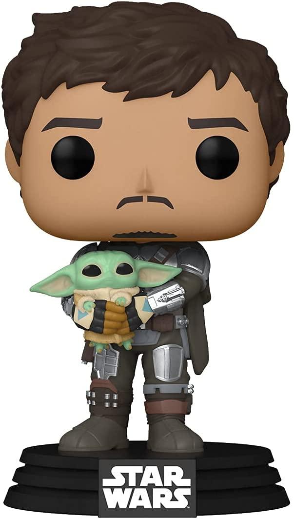 Funko Funko Star Wars: The Mandalorian - Mandalorian (Din Djarrin) Holding Grogu [The Child] Pop! Vinyl Figure (Bundled with Compatible Pop Box Protector Case)