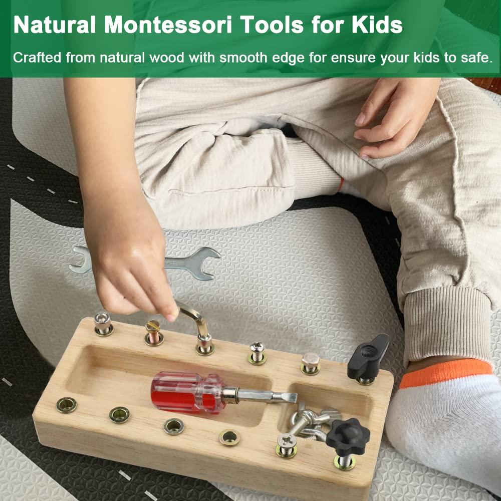 Inslat Inslat Montessori Screwdriver Board Set, Wooden Montessori Toys for 3 4 5 Year Old Kids, Educational Screw Board Sensory Learning Toys STEM Fine Motor Skills Toys