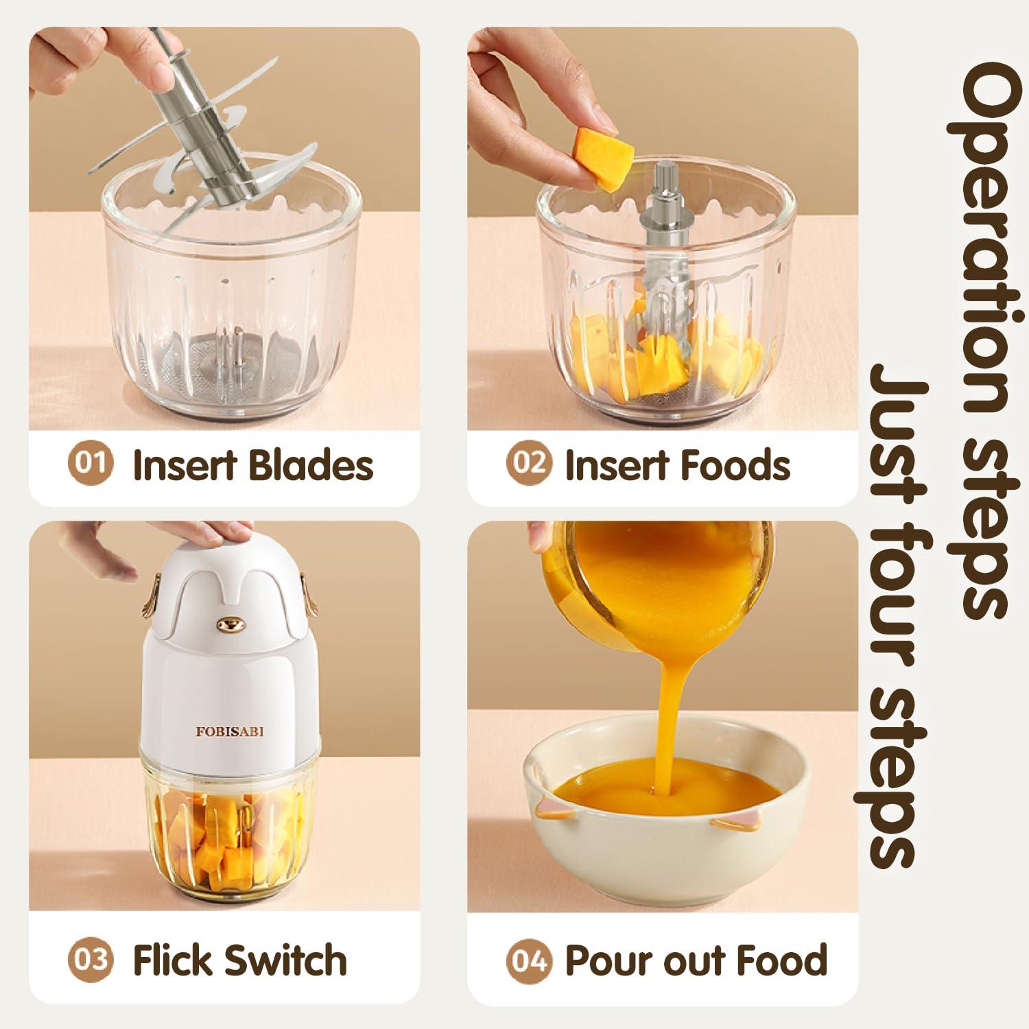 FOBISABI Baby Food Maker - Baby Food Processor Baby Food Blender for Baby Food, Fruit, Vegatable, Meat, Baby Food Puree Maker Make Fresh and Nutritious Meals for Your Little One (White)