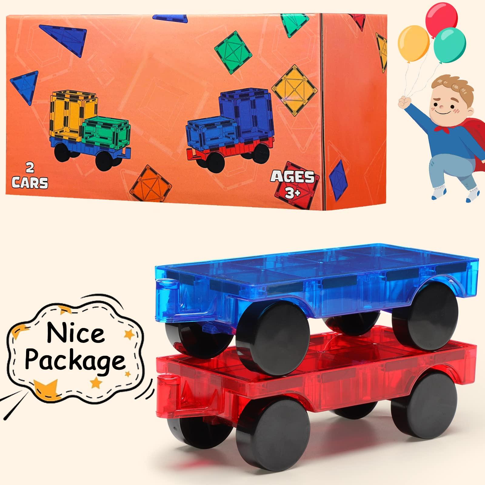 Gemmicc Gemmicc 2 PCS Magnetic Car Set,Magnet Construction Vehicle,Magnet Car Truck Compatible with Magnetic Tiles,STEM Educational Toys for Boys and Girls