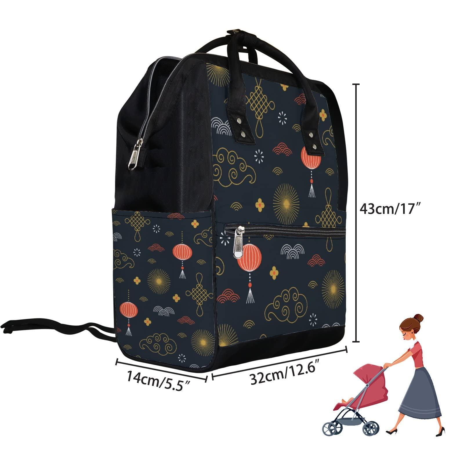 Hapuxt Diaper Bag Mummy Backpack Chinese New Year Decor Elements Multifunction Baby Nappy Bag Large Capacity Nursing Bags Waterproof Travel Backpack