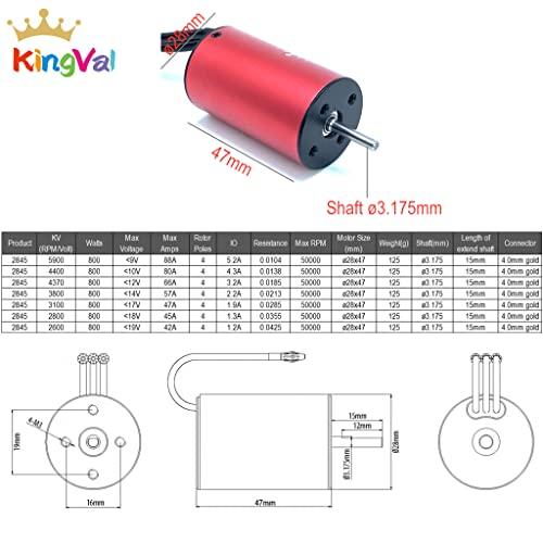KingVal KingVal Replacement 2845 5900KV Waterproof Brushless Motor Shaft 3.175mm with 45A Brushless ESC Compatible with 1/14 RC Car