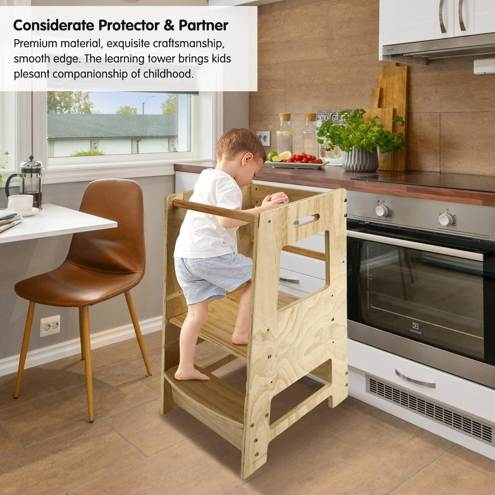 DEARYOU DEARYOU Toddler Stool Tower,Toddler Kitchen Stool, Kitchen Standing Helper Stool for Toddlers,Toddler Stool for Kitchen Counter, Learning Kitchen Tower for Toddlers, Helper Standing Tower, Natural