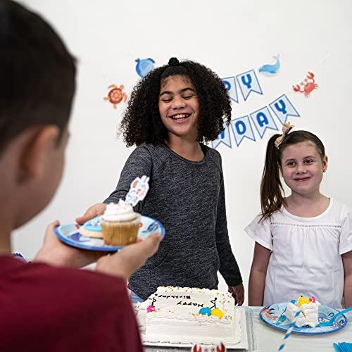 Aisha Party Designs Under the Sea Party Decorations - All-in-One 176 Pcs Ocean Birthday Decorations for 16 Kids – Ocean Party Decorations include Balloons, Banner, Plates, Tablecloth and Much More by Aisha Party Designs