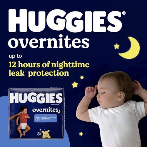HUGGIES Huggies Size 3 Overnites Baby Diapers: Overnight Diapers, Size 3 (16-28 lbs), 132 Ct (2 Packs of 66)
