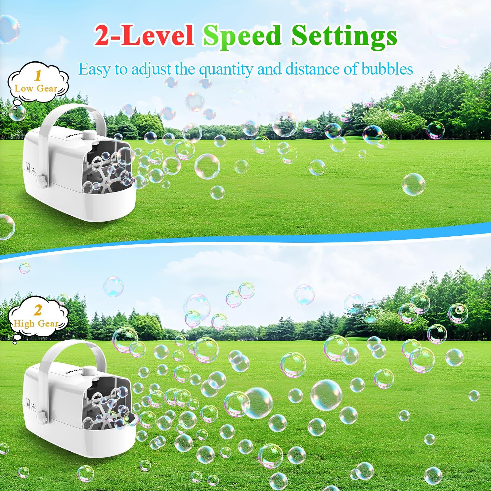 Wisdomlit Bubble Machine, Automatic Bubble Blower, 8000+ Big Bubbles Per Minute, Bubble Maker for Kids Toddlers, Operated by Plug-in or Batteries, Bubble Toys for Indoor Outdoor Birthday Party