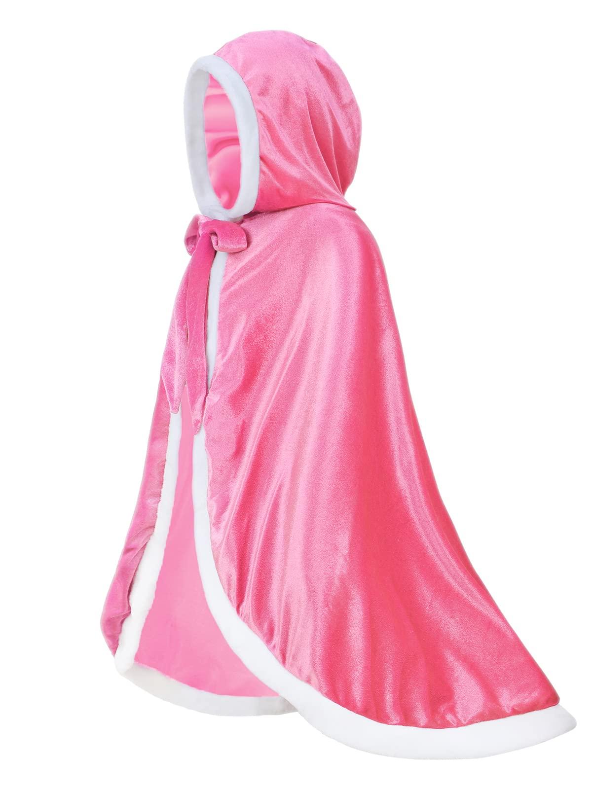 Century Star Century Star Girl Fur Princess Cape with Hood Girls Cloak for Little Girls Christmas Pink 2-3 Years