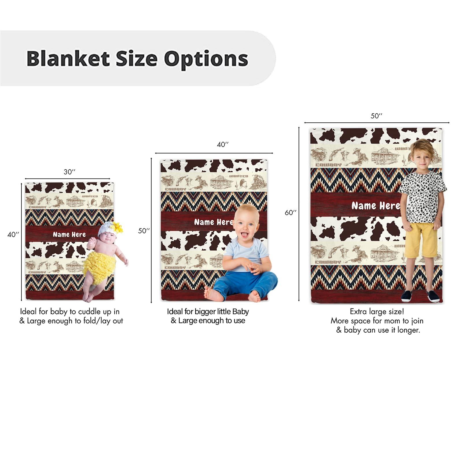 Munific Personalized Baby Name Cowboy Baby Bedding, Western Crib Bedding, Cow Markings Blanket, Boy Baby Blanket,Custom Minky Dot Blankets for Kids,Patchwork Blanket,Home Decor