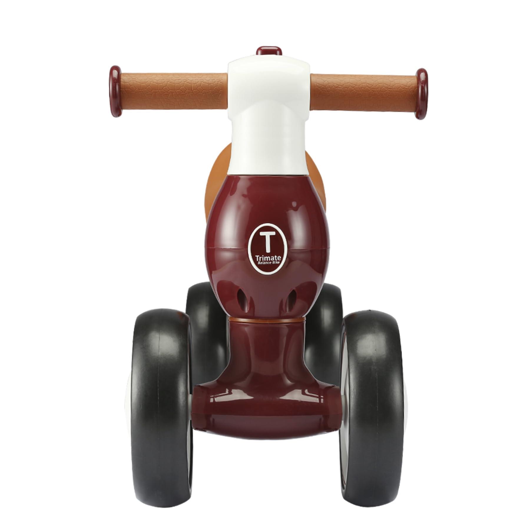 Trimate Trimate Baby Walker Balance Bike, Wine Red - Perfect Ride-On Toy for 1-Year-Olds, with 4 Wheels, Ideal for Boys and Girls (12-24 Months)