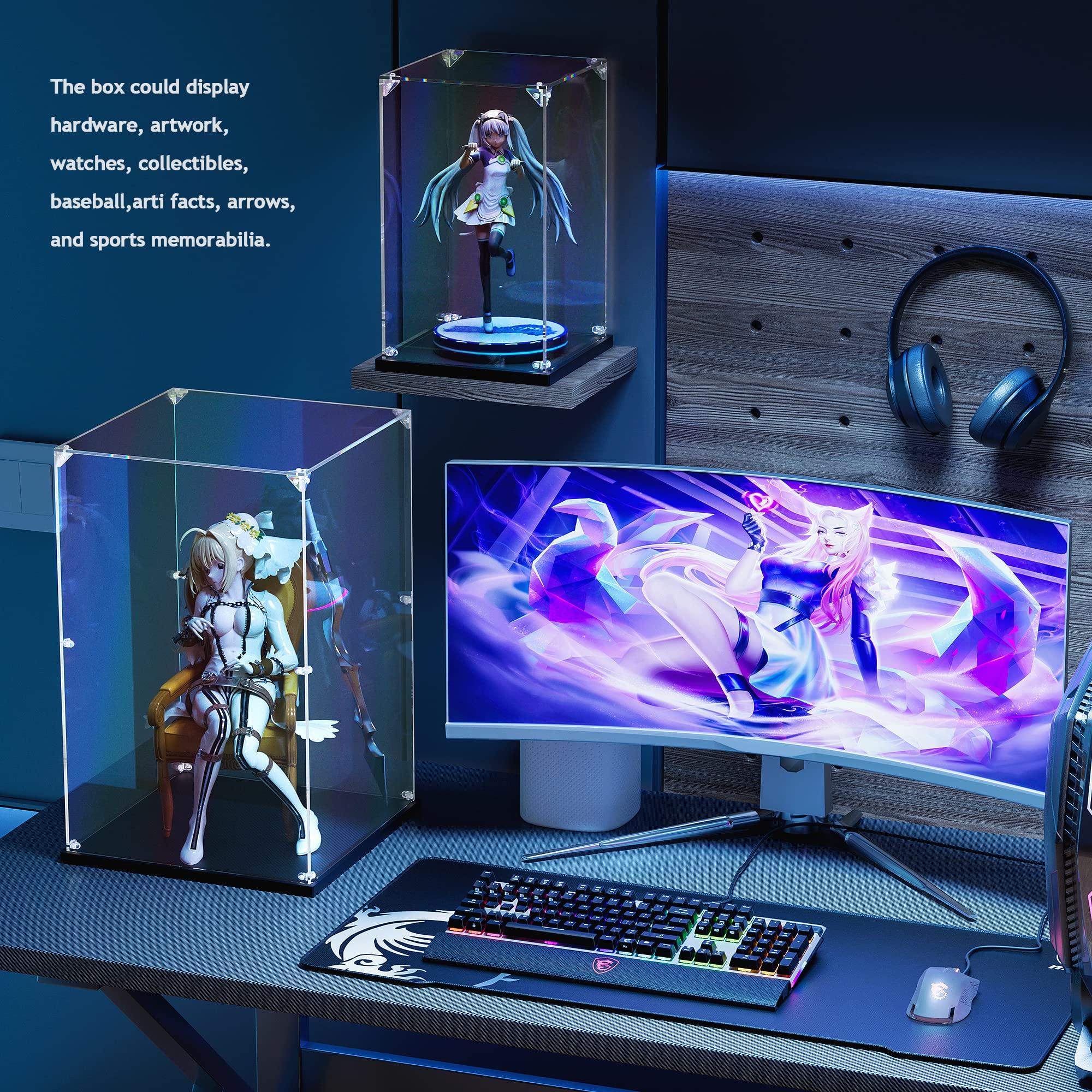 dofopo Clear Acrylic Display Case, Self-Assemble Showcase for Collectibles, Action Figures, Dolls, Toys - Alternative Glass Box for Commemorative Gifts(14x14x14 inch, 35x35x35 cm)