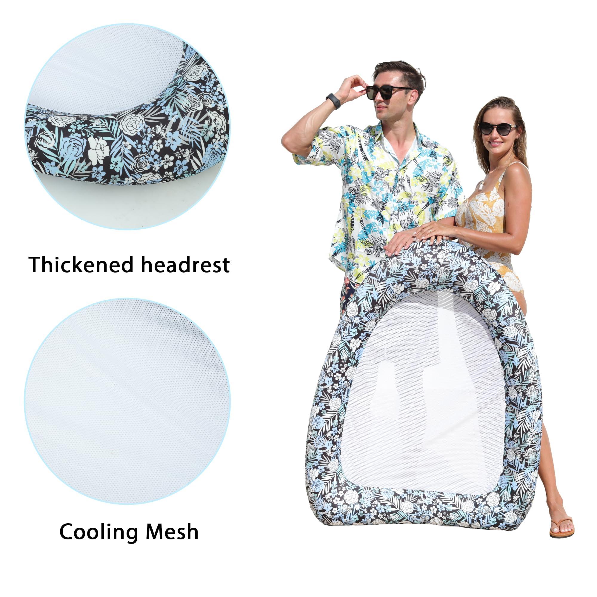 FindUWill FindUWill 3-Pack Fabric Pool Hammock Floats, XL, 2Pack Inflatable Water Floaties and Large Fabric-Covered Pool Lounger Chair Raft with Mesh Center, Multi Purpose Pool Floaties Water Hammock Lounge