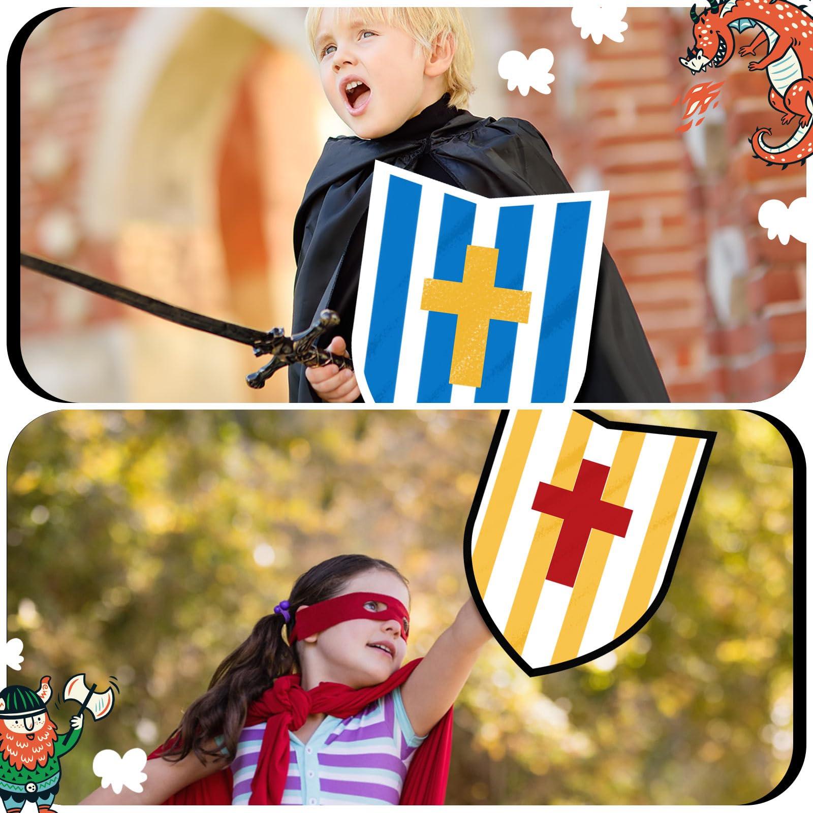 ReliThick ReliThick 72 Pcs Paper Shields for Kids DIY Shields Craft to Decorate Cardboard Shield Shapes Cutouts with Handles for Markers Crayons Paint Party Gift Dramatic Play Castle Activities